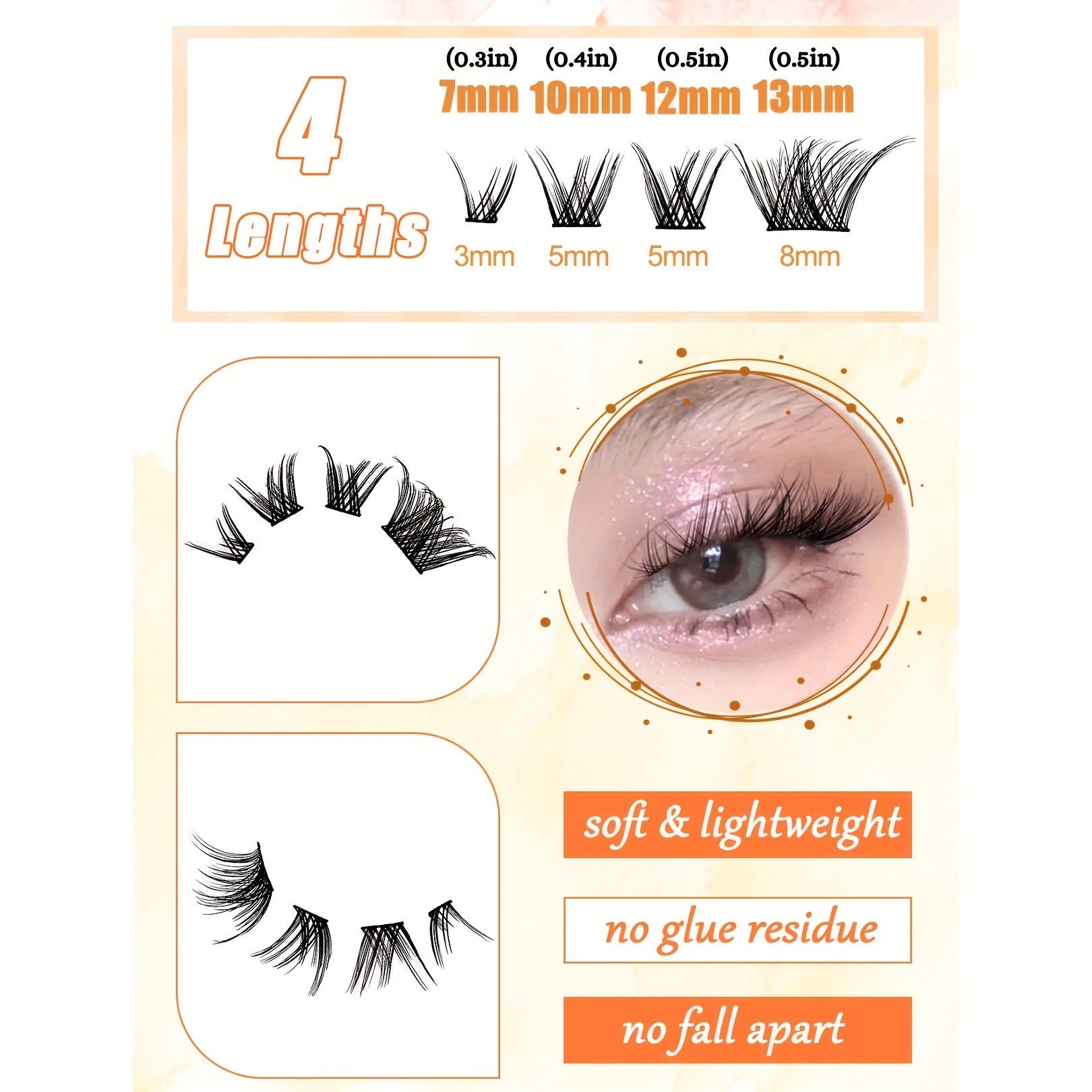 80 Clusters Cat Eye Eyelashes Natural DIY False Lashes