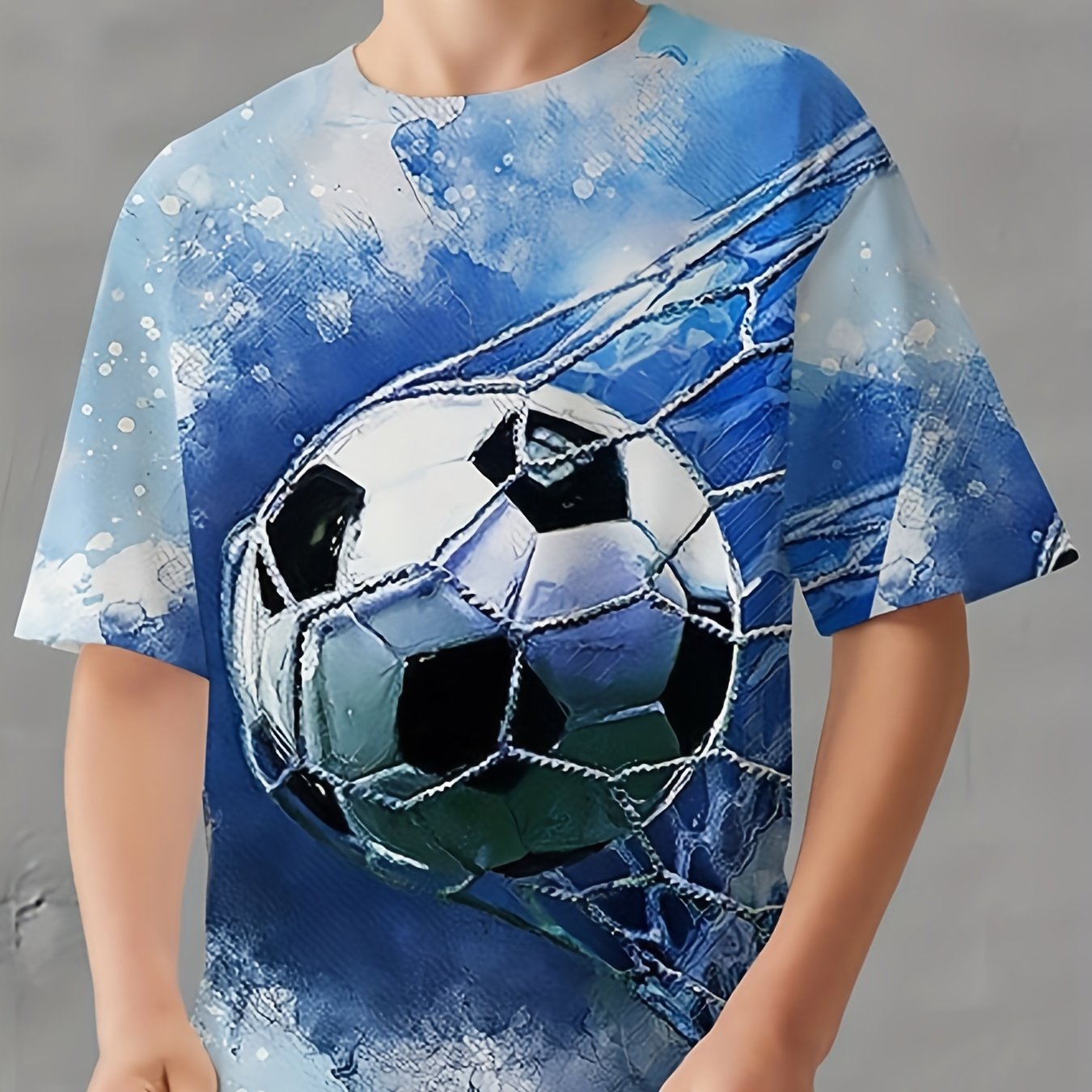 3D Soccer Print Kids Graphic T Shirt Short Sleeve Summer Top