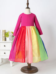 Toddler Girls Rainbow Princess Dress Spring Clothes