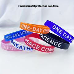 4PCS Inspirational Quotes Bracelet Elastic Wrist Strap