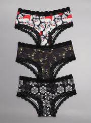 3 Pack Plus Size Christmas Gothic Panties Set Women's Plus Christmas