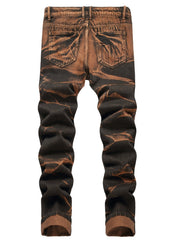 Tie-dye Ripped Jeans Men's Street Style Denim Pants
