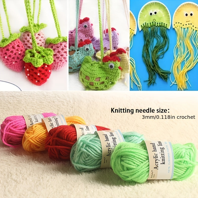 12pcs Multicolor Yarn Crochet Craft Yarn for Crocheting and Knitting