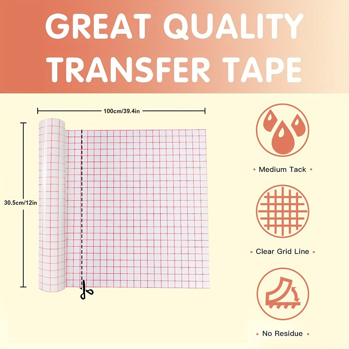 Red Grid Transfer Tape For Vinyl Clear Adhesive Paper