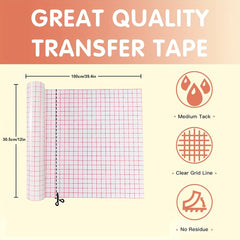 Red Grid Transfer Tape For Vinyl Clear Adhesive Paper