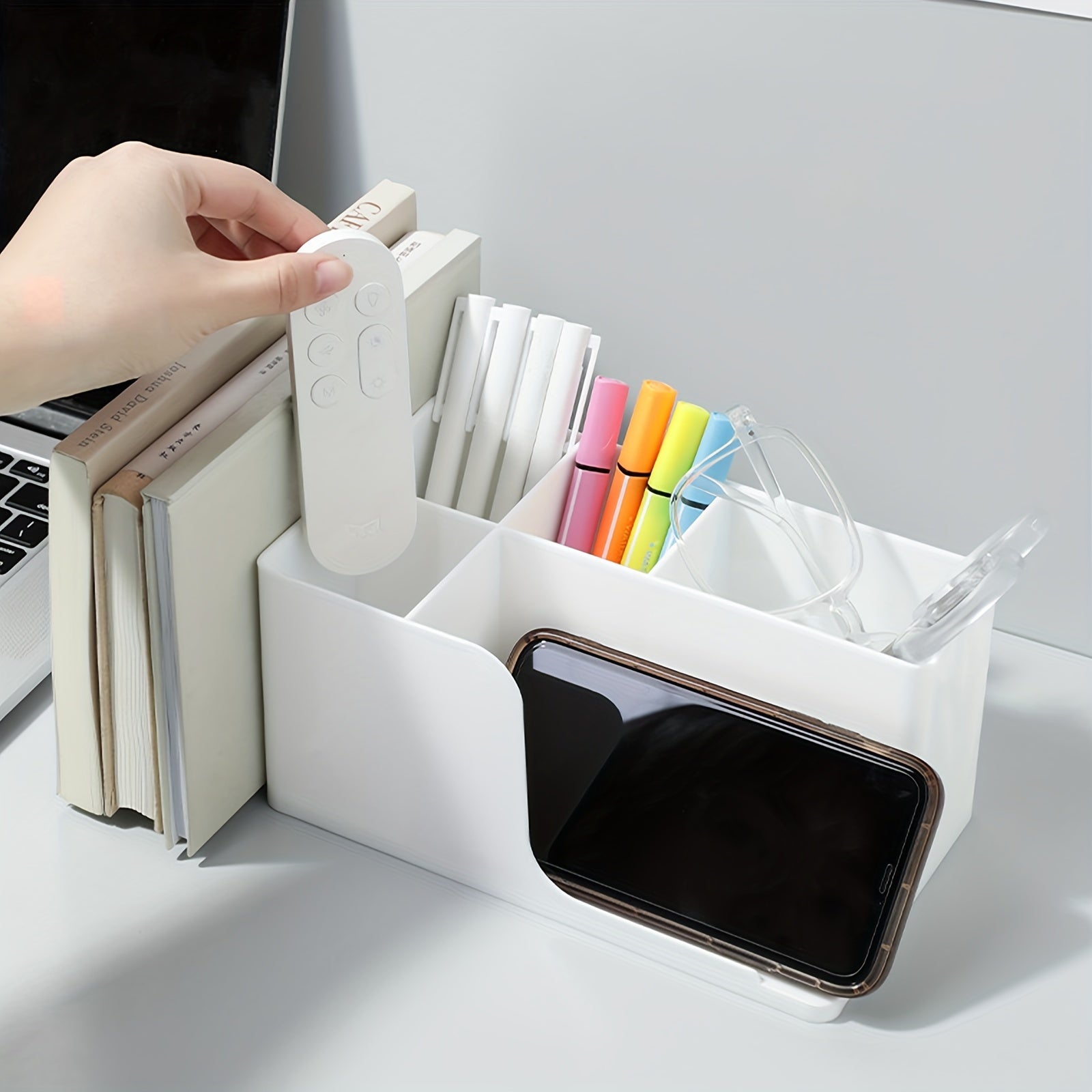 Retractable Plastic Desktop Storage Box Stationery Organizer