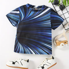 Boys' Stylish Graphic T Shirt Slightly Stretchy Short Sleeve Summer Tee