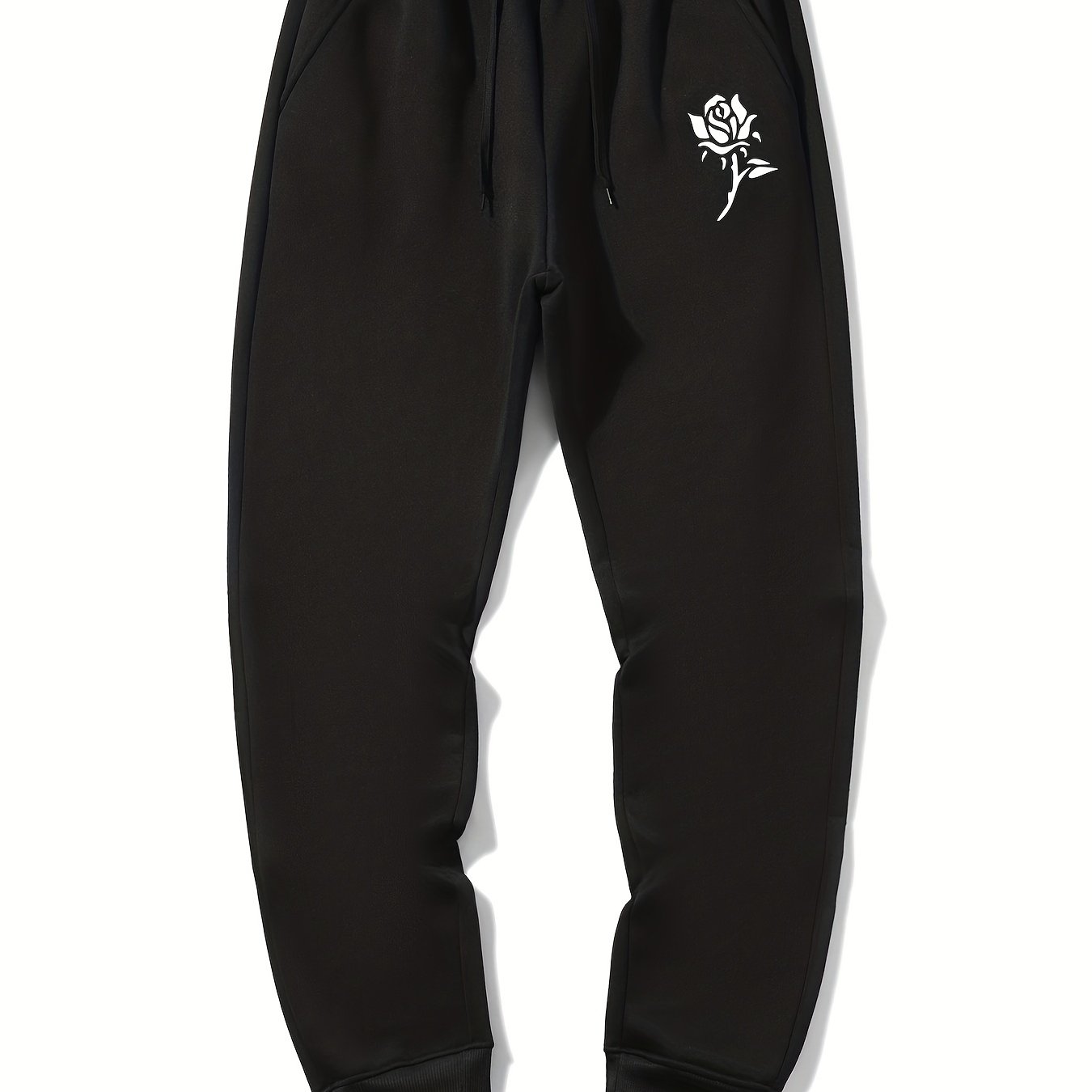 Men's Rose Print Drawstring Sweatpants Casual Jogger Pants