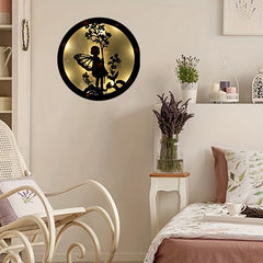 Children's Room LED Wall Clock Creative Lamp Retro Wooden Sign Hanging Lamp