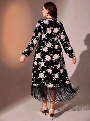 Floral Lantern Sleeve Maxi Party Dress