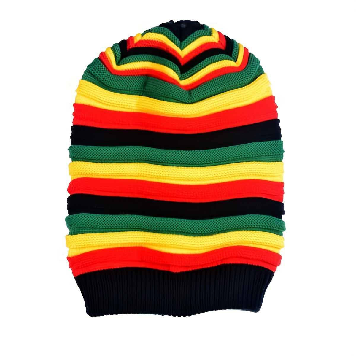 Rainbow Striped Slouchy Beanie Warm Knit Hat Elastic Turban Hat