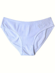 4pcs Heart Embroidery Briefs Stretchy Intimates Panties