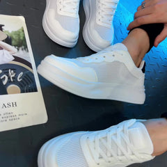 Women's Breathable Lace Up Casual Sneakers Height Increase Low Top Sport Shoes