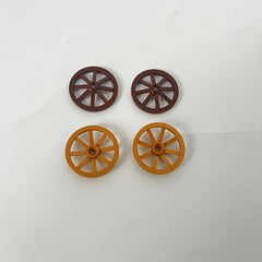 2 Pack Building Block Wheels in Dark Brown & Yellow