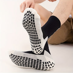 Men's Non Slip Grip Mid-Calf Football Sports Socks