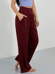 Solid Loose Wide Leg Sports Pants Women's Activewear
