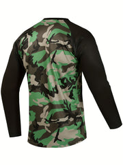 Camouflage Men's Raglan Long Sleeve Motorcycle T-shirt