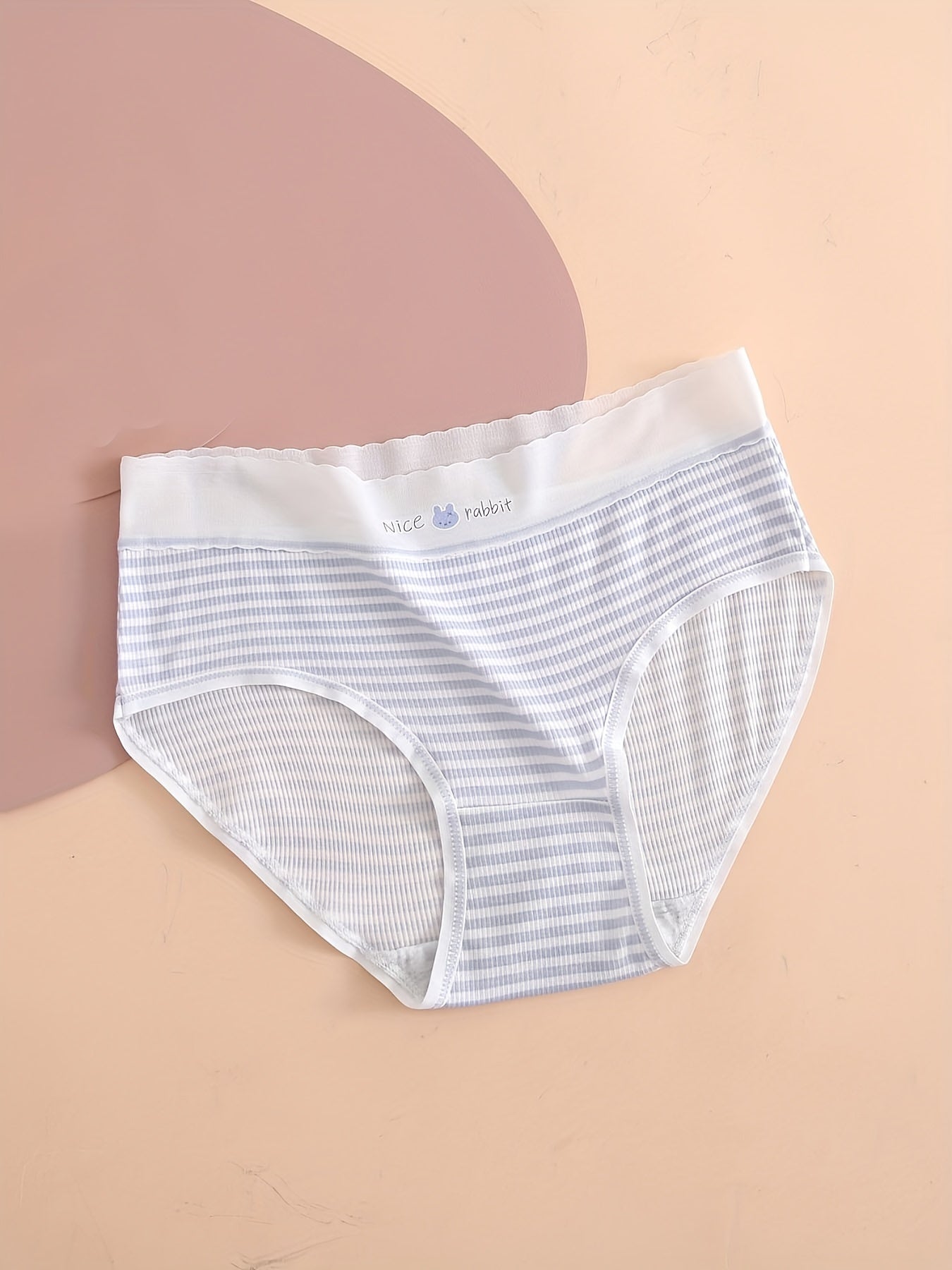 5pcs Bunny Print Striped Briefs Women's Lingerie & Underwear