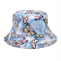 Butterfly Reversible Bucket Hat Tie Dye Sunscreen Fishe