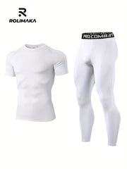 Men's High Stretch Quick Dry Short Sleeve T-shirt & Leggings Set