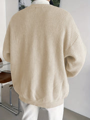 Solid V Neck Cardigan Men's Casual Button Up Coat Fall Winter