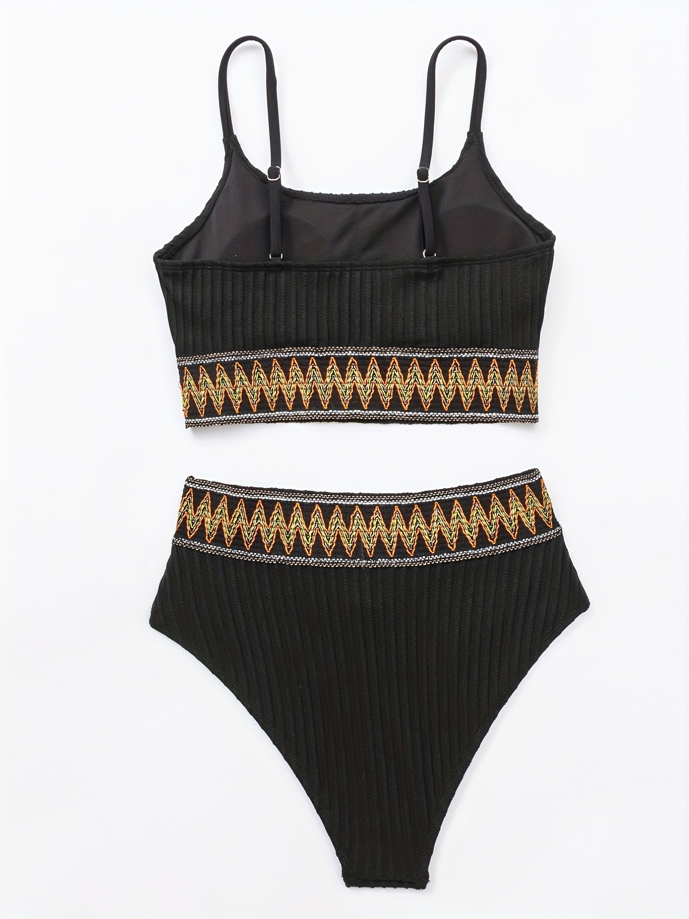 Scoop Neck High Waist Band Bikini Set Two Piece Swimsuit Women's Swimwear