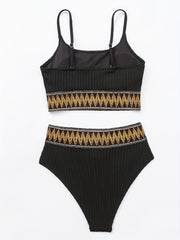Scoop Neck High Waist Band Bikini Set Two Piece Swimsuit Women's Swimwear