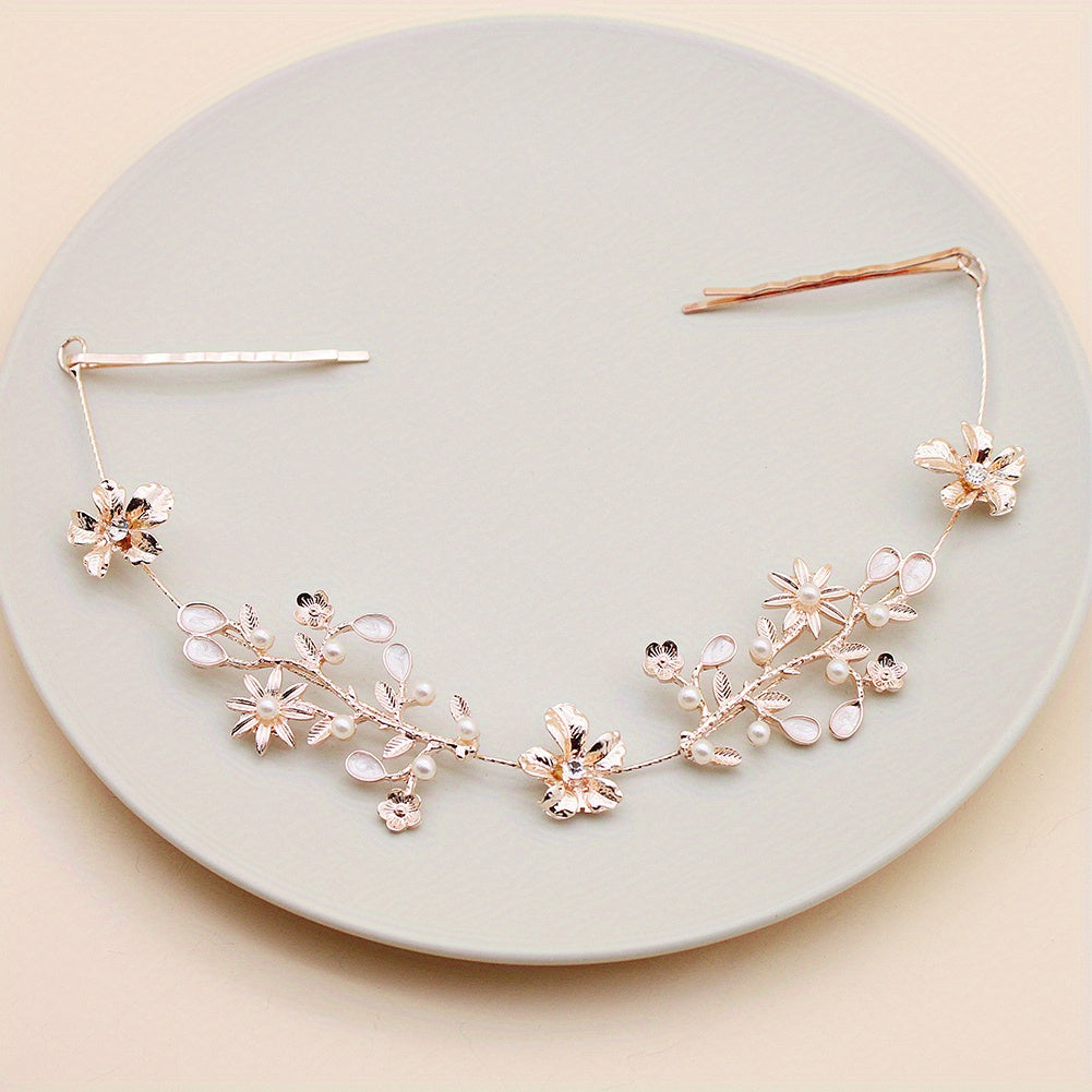 Bridal Flower Headband Rhinestone Hair Accessories Wedding Headdress