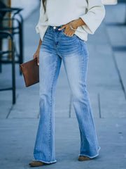 Fringe Trim Flared Leg Jeans