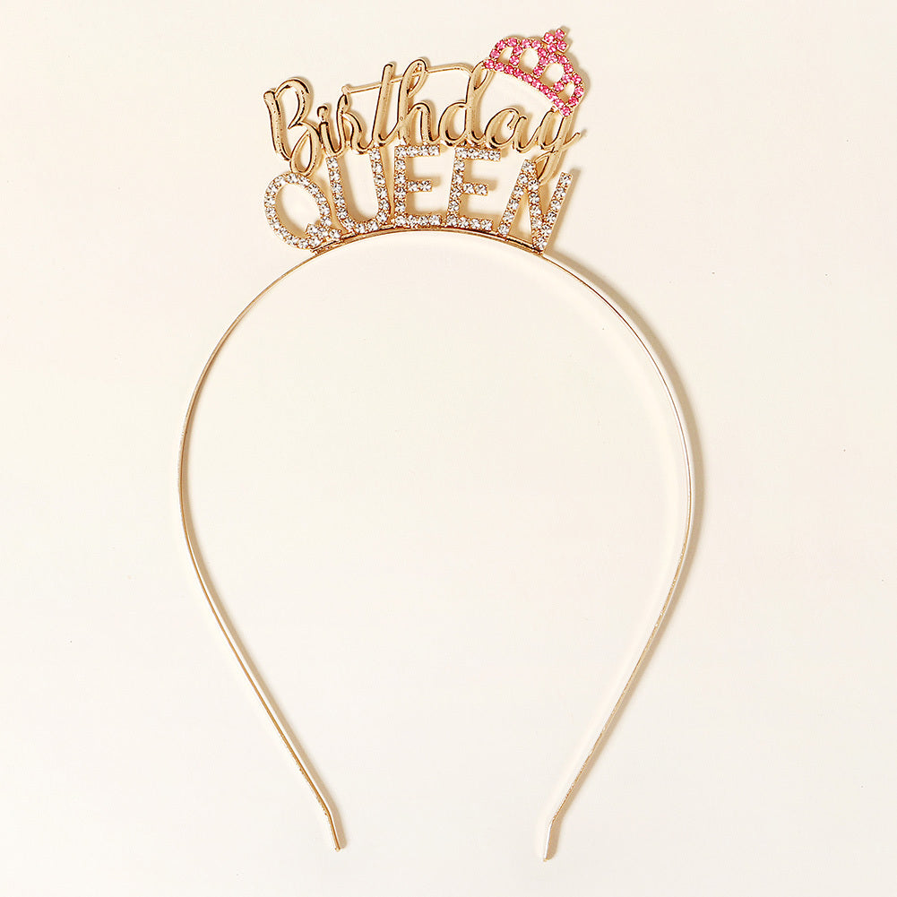 Golden Rhinestone Princess Headband Birthday Hair Band