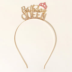 Golden Rhinestone Princess Headband Birthday Hair Band