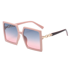 Oversized Square Sunglasses Gradient Chain Charm UV400