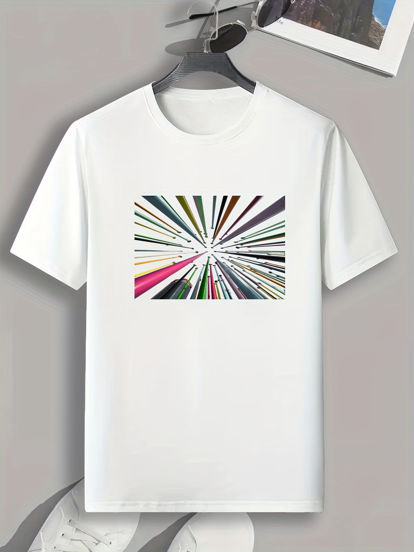 Striped Print Men's Comfy T-shirt for Outdoor Summer