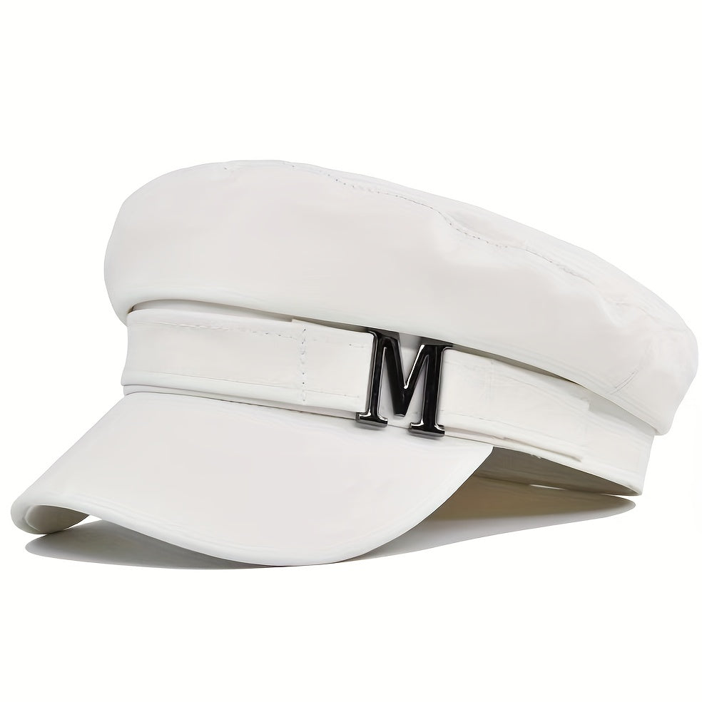 M Decor PU Beret Classic Solid Adjustable Newsboy Cap Captain Hat