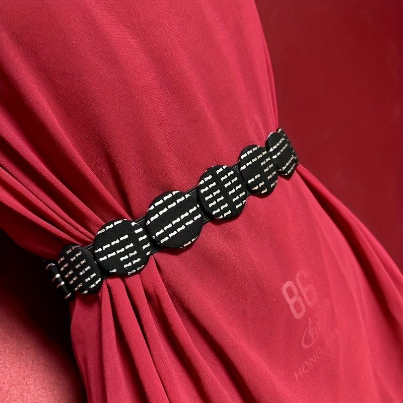 Vintage Hot Stamping Button Wide Waistband for Women