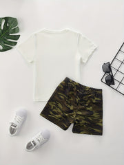 Boys MOMMY'S MAN Print T-shirt & Camo Shorts Set