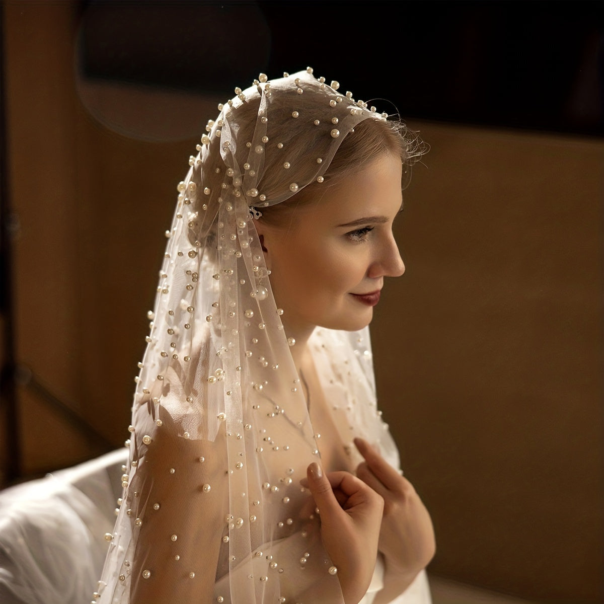 Wedding Baroque Faux Pearl Veil Accessory Long Veils With Comb 1 Tier Bride Veil