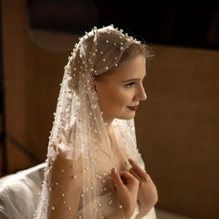 Wedding Baroque Faux Pearl Veil Accessory Long Veils With Comb 1 Tier Bride Veil