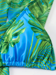 Boho Bikini Set Women's Plus Tropical Print Swimsuit Three Piece Set