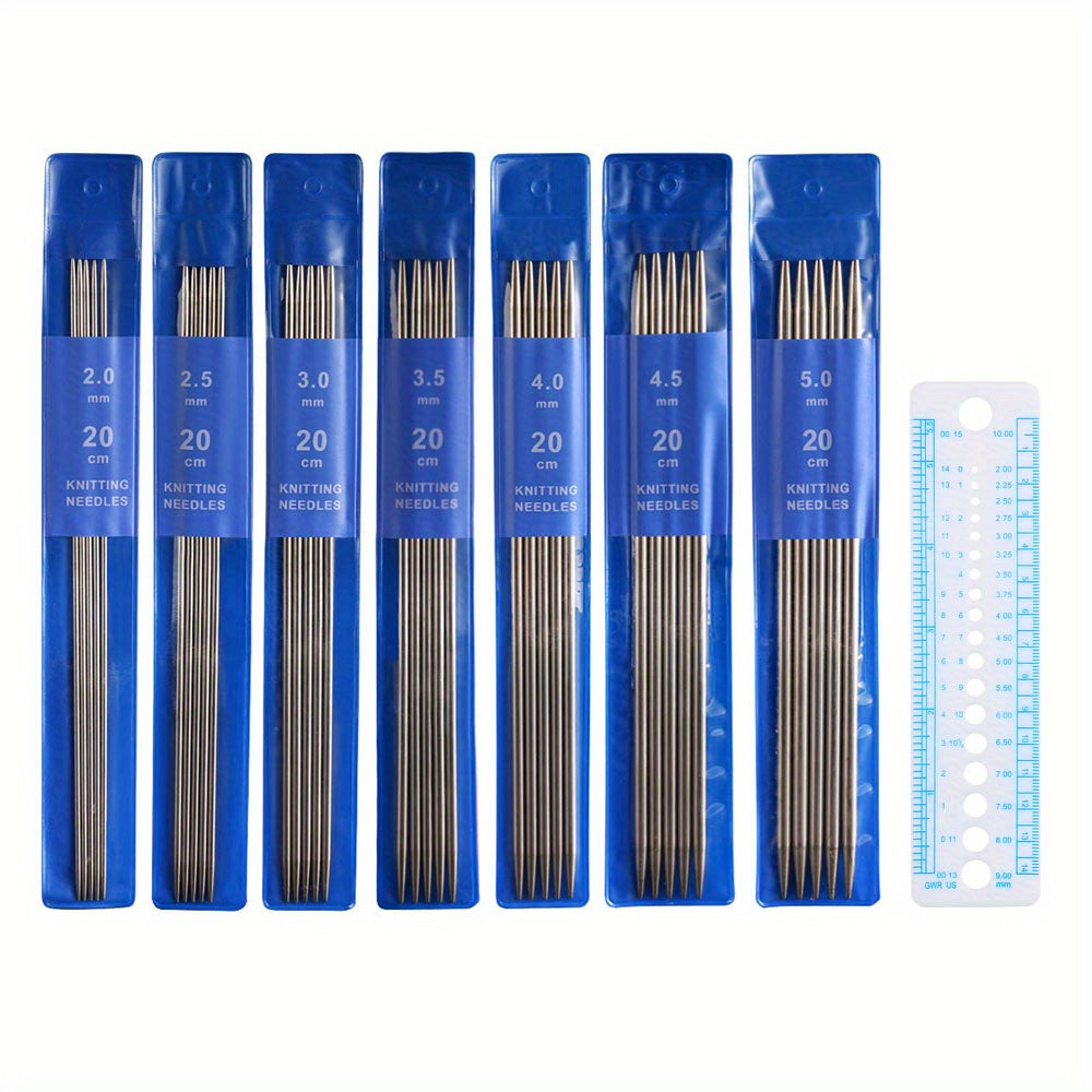 35pcs 7 Packs Double Pointed Knitting Needles Set Stainless Steel