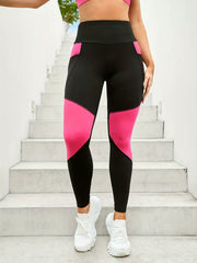 Block Workout Yoga Leggings High Waist Tummy Control Sweat Absorption Sports Pan