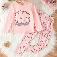 Kid's Cloud Pajamas Set Comfy Casual PJ Set Girl's Loungewear