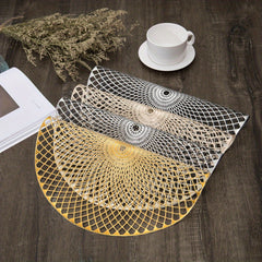 6pcs Round Bronzing Placemats Hollow Out Washable Anti-slip Table Mats