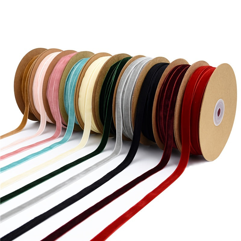 5yards 10mm Velvet Ribbon DIY Gift Wrapping Hair Bow Christmas Party Decor