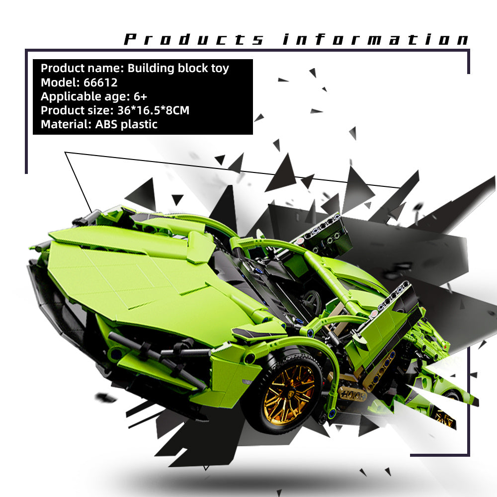 1 10 Scale Green Sports Car Building Blocks