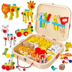 Animal Assembly Toolbox Wooden Toy Pretend Play Enhances Creativity