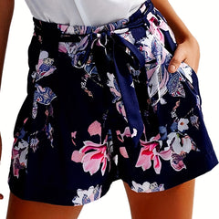 Floral Print Belted Shorts for Spring & Summer