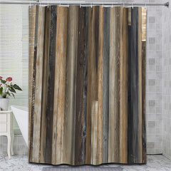 Wooden Pattern Shower Curtain Bathroom Waterproof Machine Washable