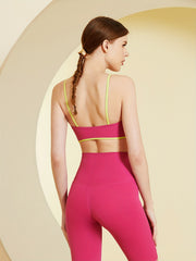 Contrast Strap Beauty Back Sports Bra & High Waist Leggings Set