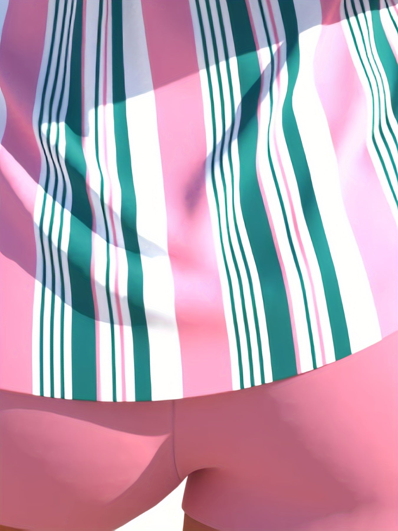 Modest Tankini Set Striped Print Scoop Neck Cami Top